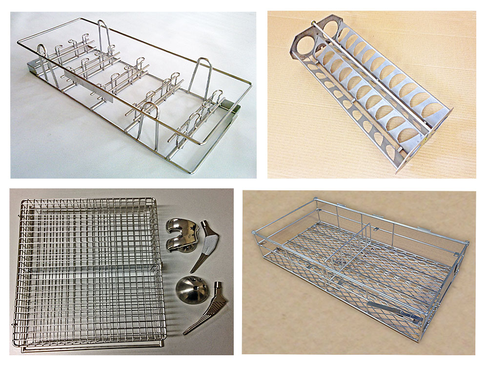 Baskets and trays for Sterilization of medical instruments.