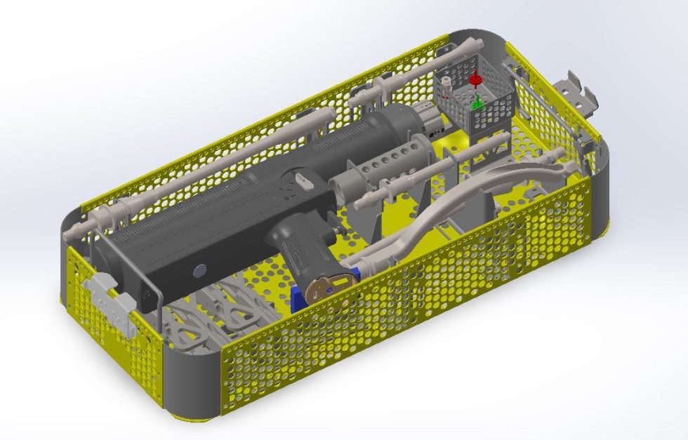 Solidworks design drawing of surgical tray